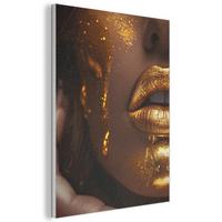 AKUSTIKBILD Frau - Gold - Luxus - Porträt Kunstdruck Schlafzimmer 50x70 cm - Goldfarben, Kunststoff (50/70/0.9cm) - MuchoWow