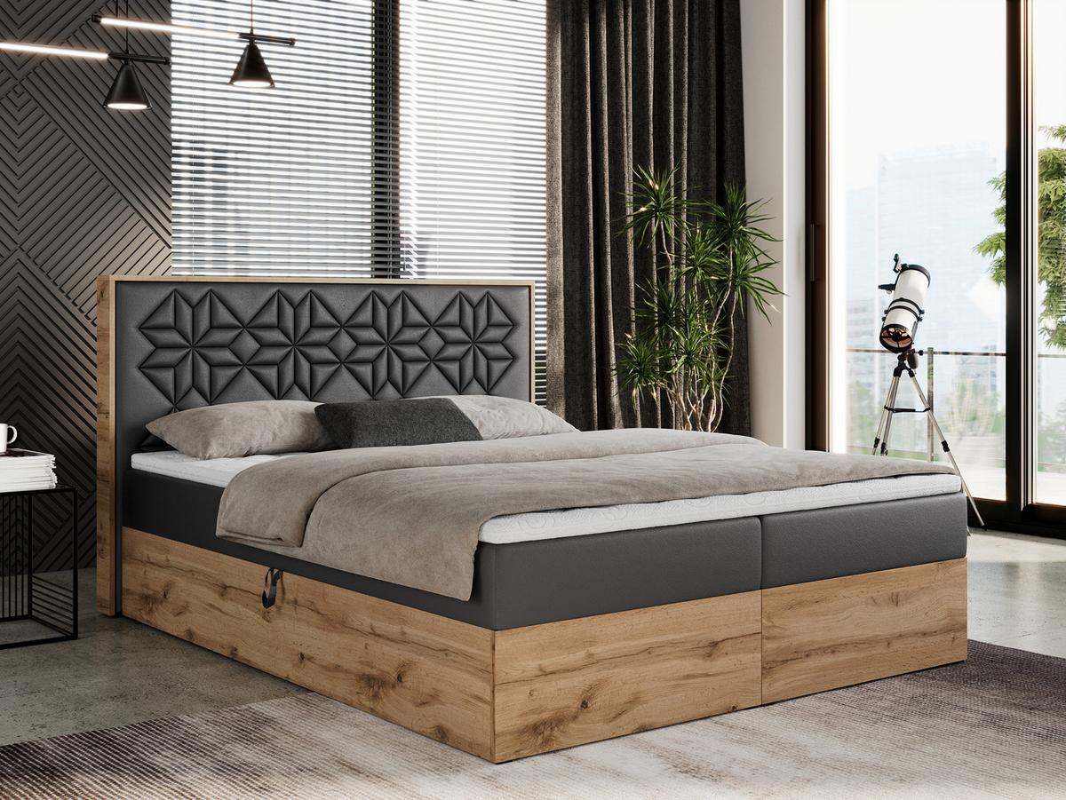 BOXBETT NESSI - 120/200 Dunkelgrau Kunstleder - H3 - Dunkelgrau, Holz/Textil (120/200cm) - MKS