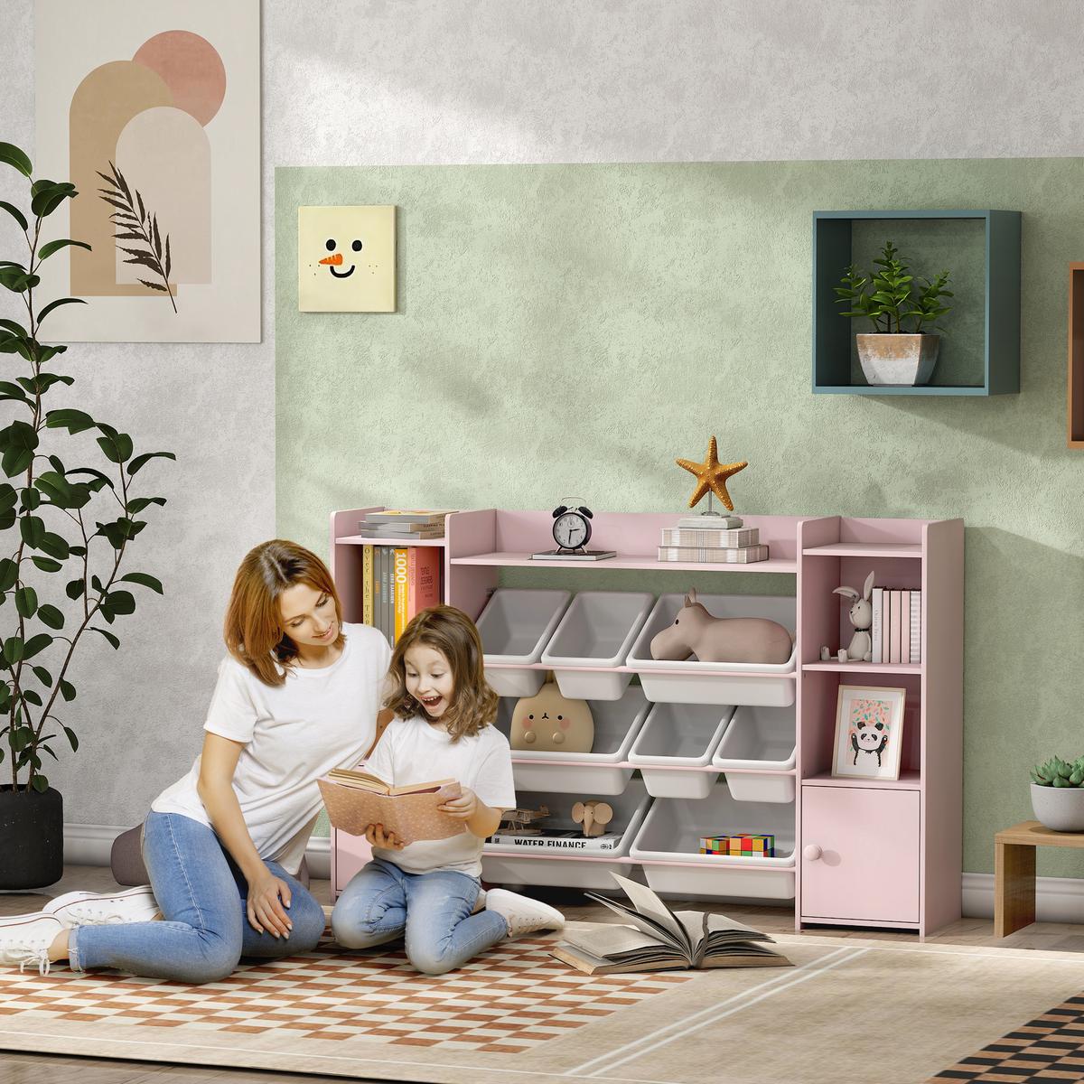 KINDERREGAL MDF Stahl Rosa - Rosa/Weiß, Holzwerkstoff/Kunststoff (30/90/140cm) - AIYAPLAY