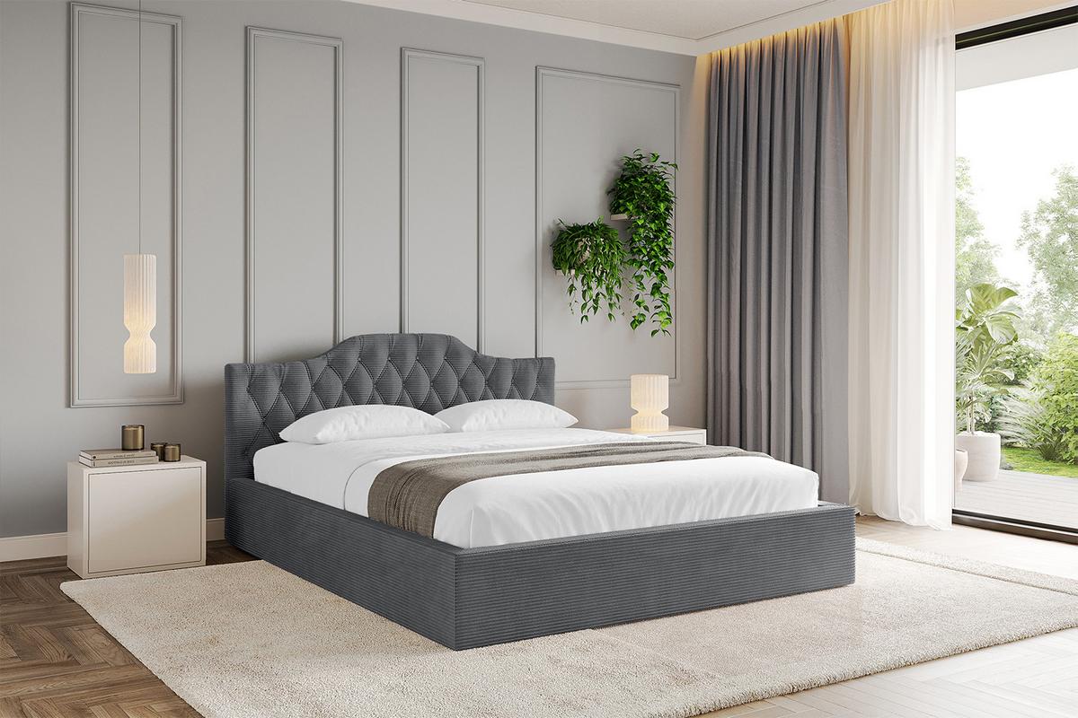 POLSTERBETT mit Bettkasten und Lattenrost, Boxbett ohne Matratze - FALIO-V1 120x200 Dunkelgrau - Anthrazit, Holzwerkstoff/Textil (120/200cm) - ALTDECOR