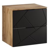WASCHBECKENUNTERSCHRANK Manello 2 Schubladen Eiche mit Matt Schwarz - 60 x 46 x 58 cm - Eichefarben/Schwarz, Holz (60/58/46cm) - Badplaats