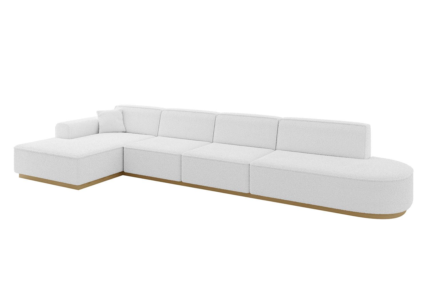 ECKSOFA Ottomane Links IREA-L3-v2 - 412x165x80 cm Weiß - Weiß, Holzwerkstoff/Textil (412/165cm) - ALTDECOR