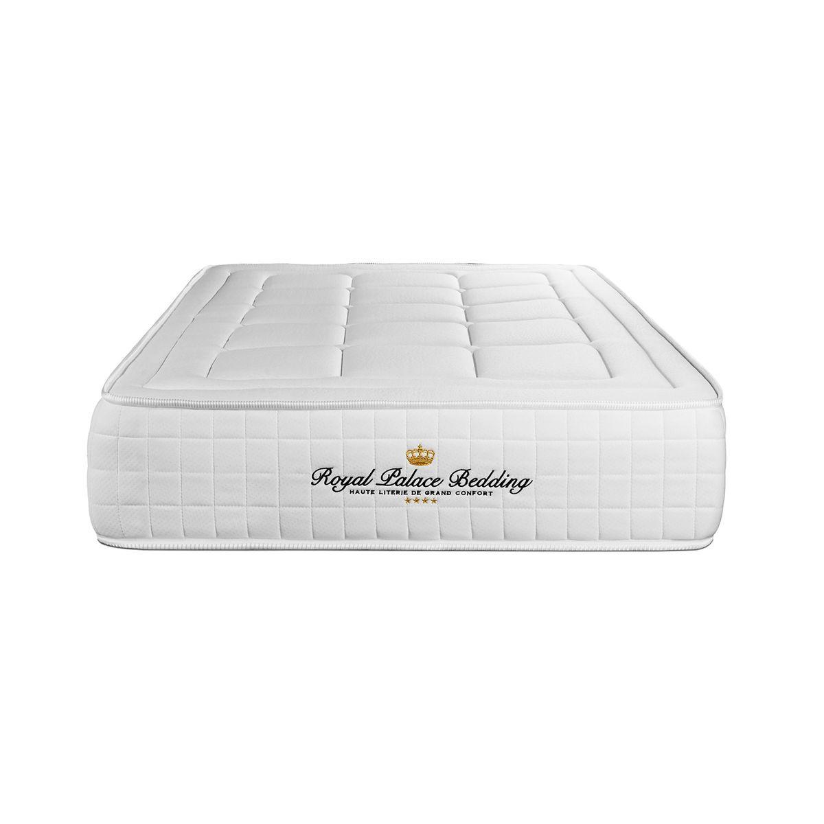 BETT Balmoral Memory-Schaum 90 x 190 cm h3 - Kit Bettgestell Weiß - Beige/Weiß, Karton/Holz (90/190cm) - ROYAL PALACE BEDDING