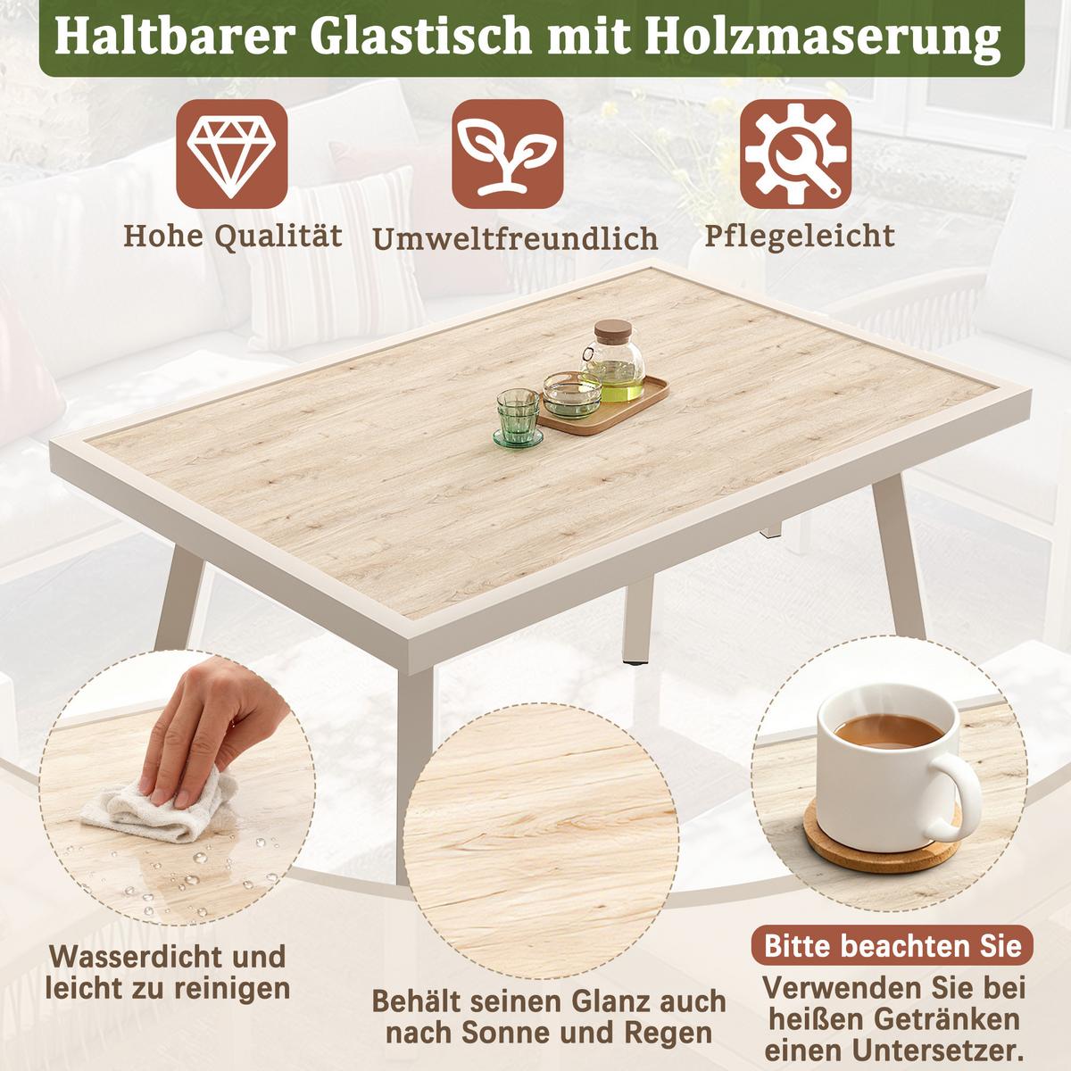 LOUNGEGARNITUR 7-tlg. Eisen Beige Gartensofa mit Tisch, Sesseln & Bank - Beige, Metall - Urban Meuble