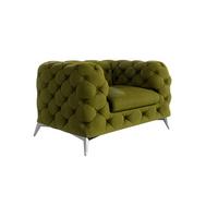 CHESTERFIELD-SESSEL Laura Olive Samt - Silberfarben/Olivgrün, Holz/Textil (125/75/100cm) - S-Style Möbel