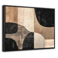 LEINWAND Bilder mit Rahmen - Abstrakt - Flugzeuge - Schwarz - Rund - 40x30 - Beige, Textil (40/30cm) - MuchoWow