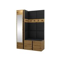 GARDEROBEN-SET Orion X - Schwarz/Eiche Artisan, Holzwerkstoff/Kunststoff (124/186/46cm) - MIRJAN24