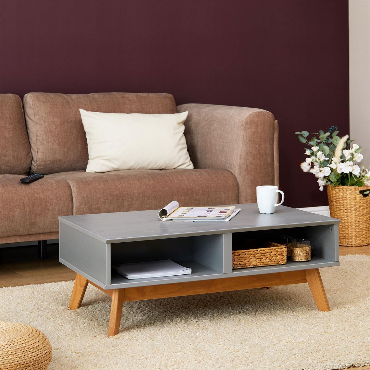 COUCHTISCH TIBOR grau - Grau, Holz (60/90/36cm) - IDIMEX