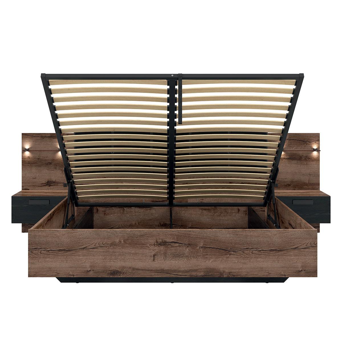 BOXBETT 180/200 Romane Holz und Schwarz - Braun, Holzwerkstoff (180/200cm) - Petits-meubles