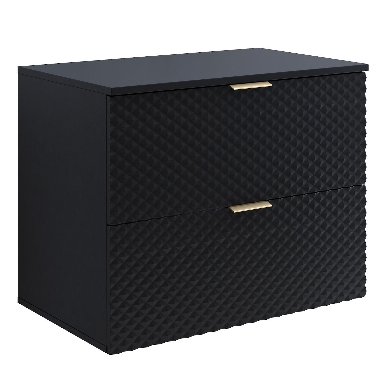WASCHBECKENUNTERSCHRANK Borneo 2 Schubladen Matt Schwarz - 80 x 49 x 63 cm - Schwarz, Holz (80/63/49cm) - Badplaats