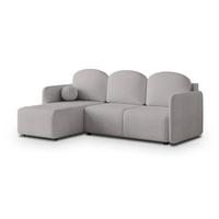 ECKSOFA SUVINO Hellgrau Geflochtener Stoff mit Schlaffunktion - Hellgrau, Holz (230/143cm) - MASSENO