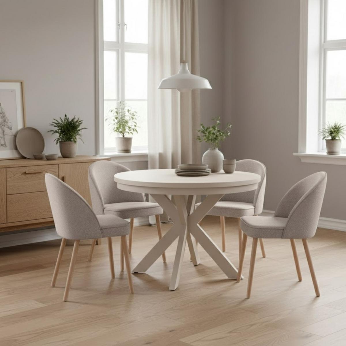 STUHL Luna, Polsterstuhl für das Esszimmer mit Buchenholzbeinen, Beige - Beige/Buchefarben, Holz (51/87/46cm) - Beautysofa