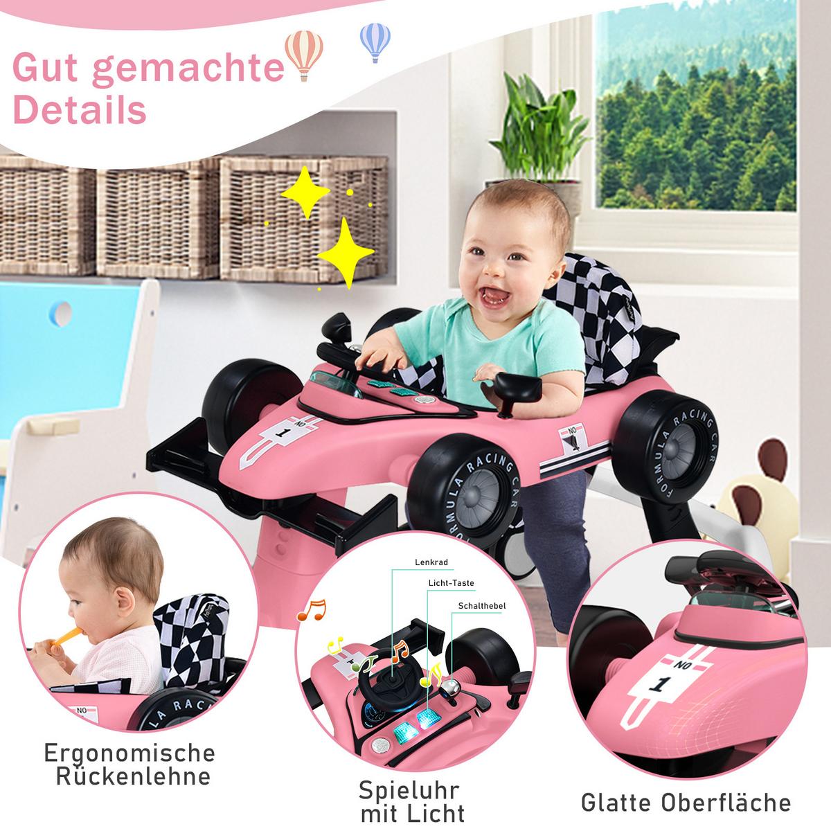 LAUFLERNWAGEN Pink - Pink, Kunststoff (73/56/64cm) - COSTWAY