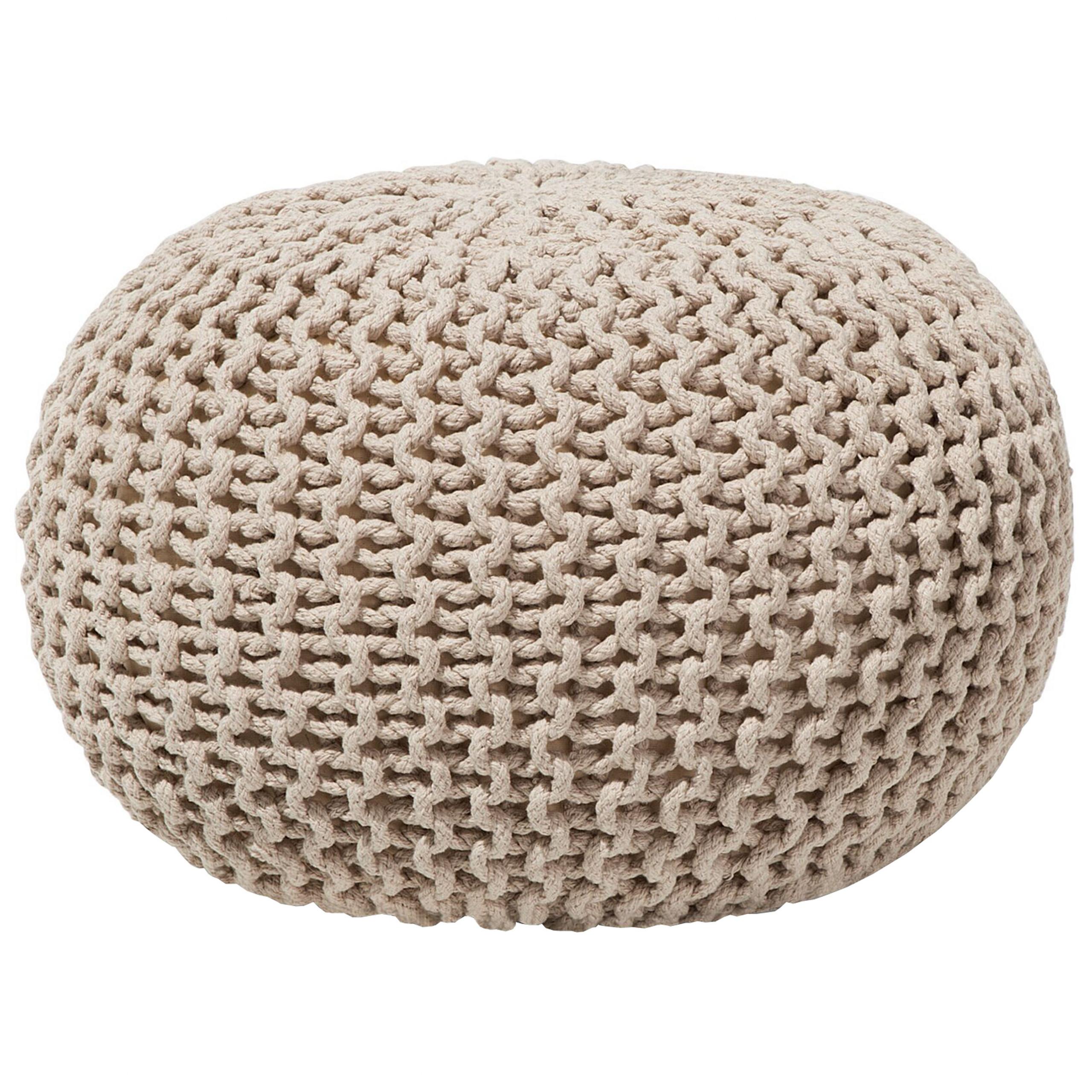 POUF Conrad 50/50/35 cm - Beige, Naturmaterialen/Textil (50/35/50cm) - Beliani