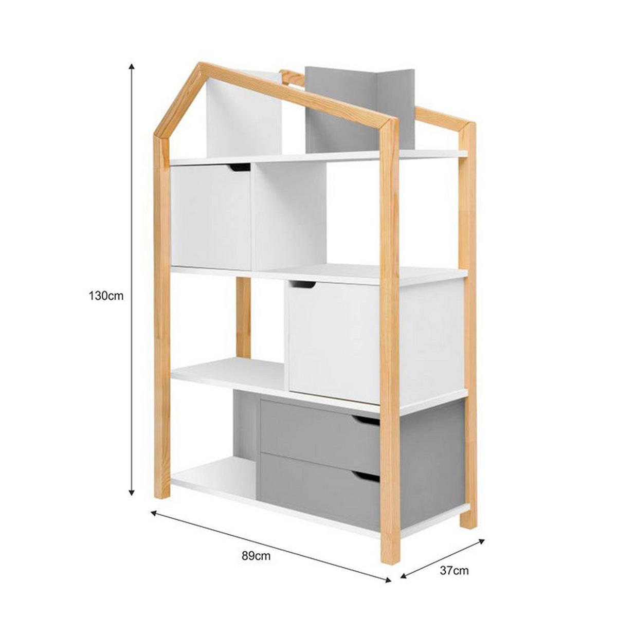 BÜCHERREGAL Grau und weiß - Weiß, Holzwerkstoff (89/130/31cm) - Petits-meubles