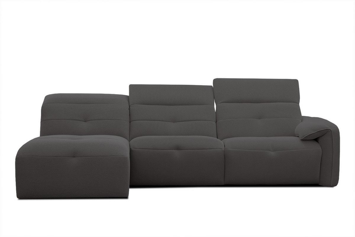 ECKSOFA TRENTO 4-Sitzer mit 1 Relaxfunktion, dunkelgrau - Dunkelgrau/Schwarz, Holzwerkstoff/Kunststoff (165/262cm) - Wozimo