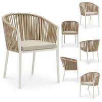 GARTENSTÜHLE ISOLA 6er-Set beige, weiß - Beige, Textil/Metall (56/78/62cm) - IDIMEX