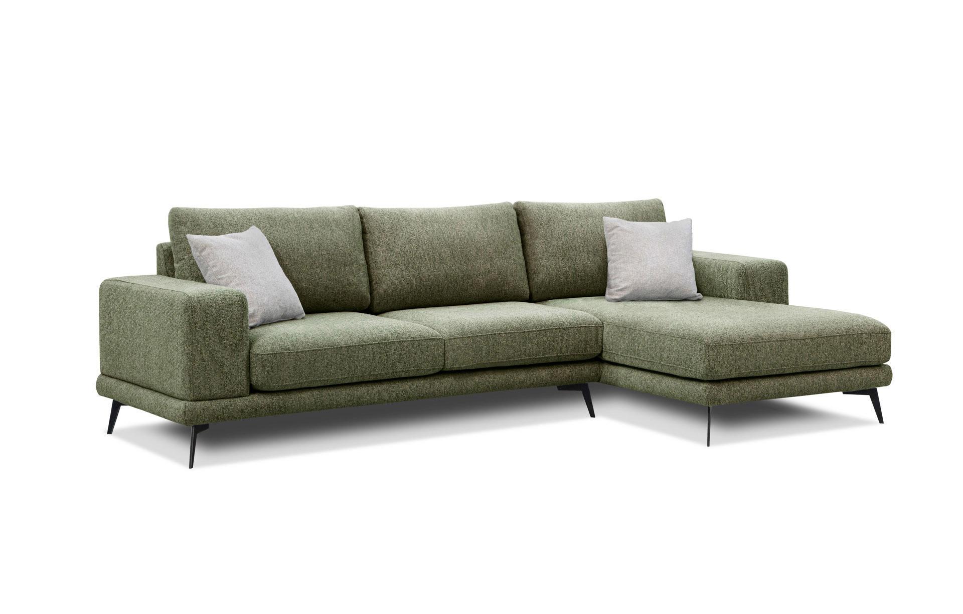 ECKSOFA MEDIOLANE 4-Sitzer, olivgrün - Olivgrün, Holzwerkstoff/Textil (282/219cm) - Wozimo