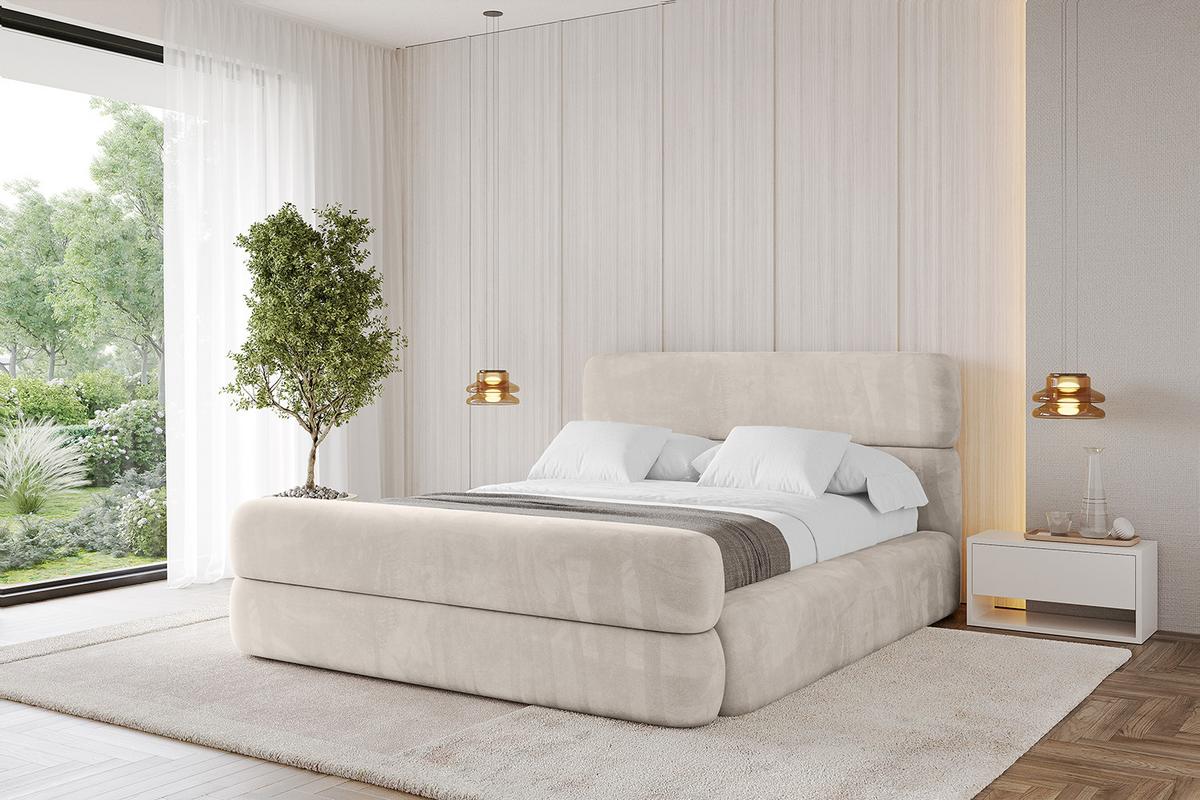 POLSTERBETT mit Bettkasten, Fußteil und Lattenrost, Boxbett ohne Matratze - ENORA-Z 180x200 Beige - Beige, Holzwerkstoff/Textil (180/200cm) - ALTDECOR