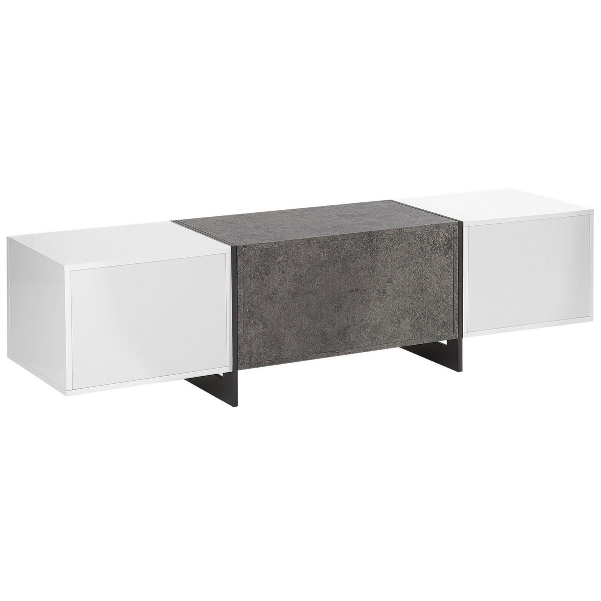 TV-MÖBEL Grau/Weiß/Schwarz Russel - Schwarz/Weiß, Holzwerkstoff (162/43/39cm) - Beliani