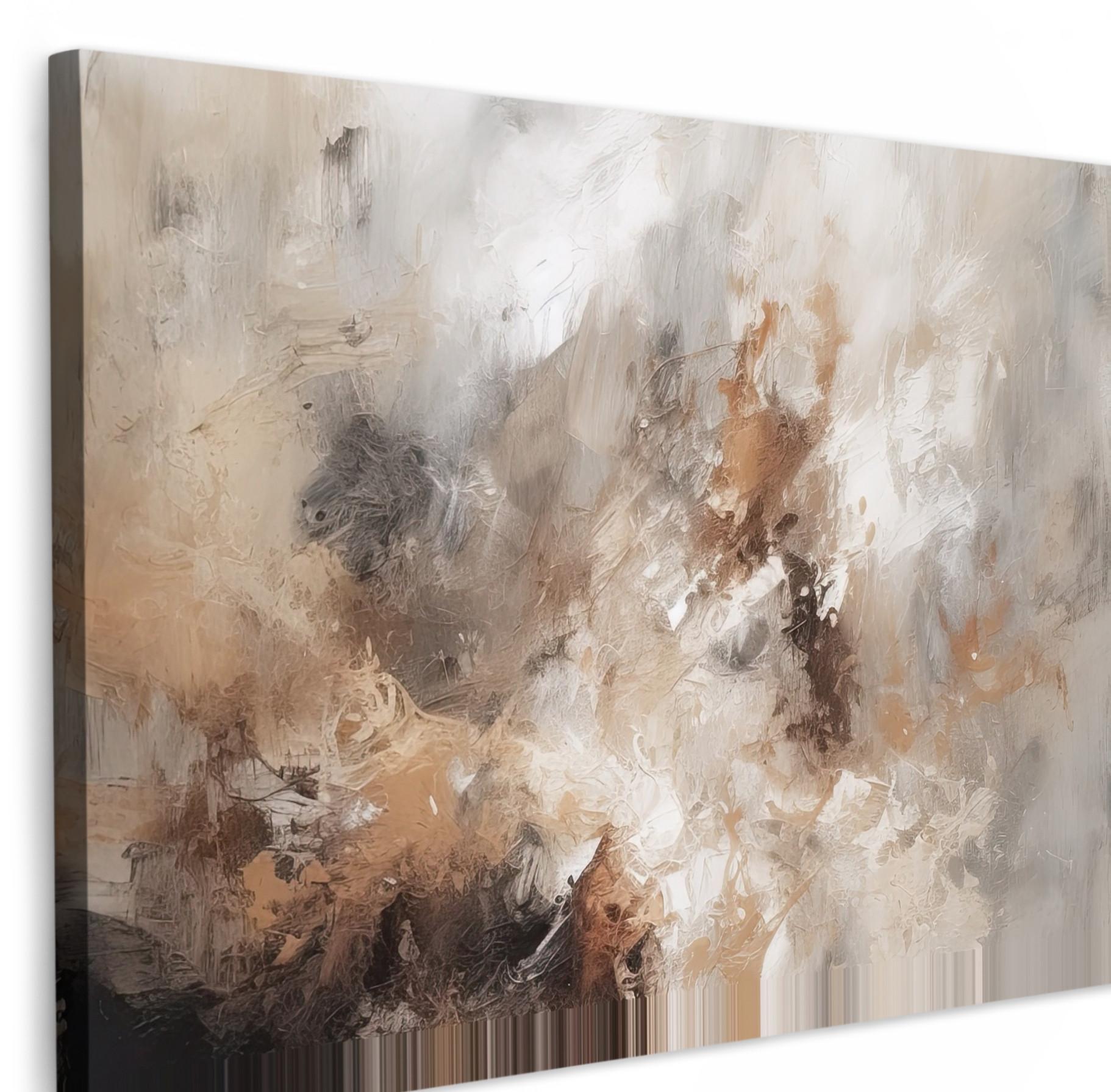 LEINWANDBILD Farbe - Abstrakt - Beige - Kunst Wanddeko 90x60 cm - Greige, Textil (90/60cm) - MuchoWow