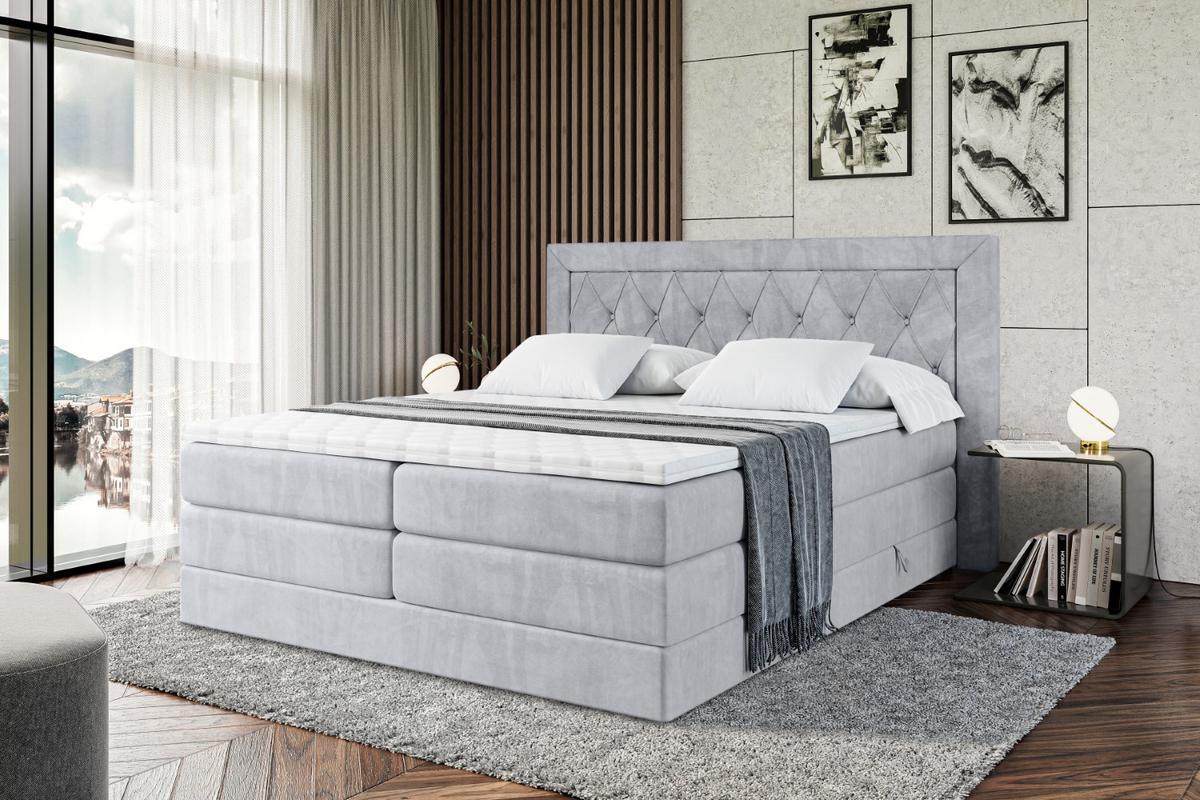 BOXSPRINGBETT NOEL KING - 140 x 200 - H3/H4 - Hellgrau - Hellgrau, Holzwerkstoff (140/200cm) - ALTDECOR