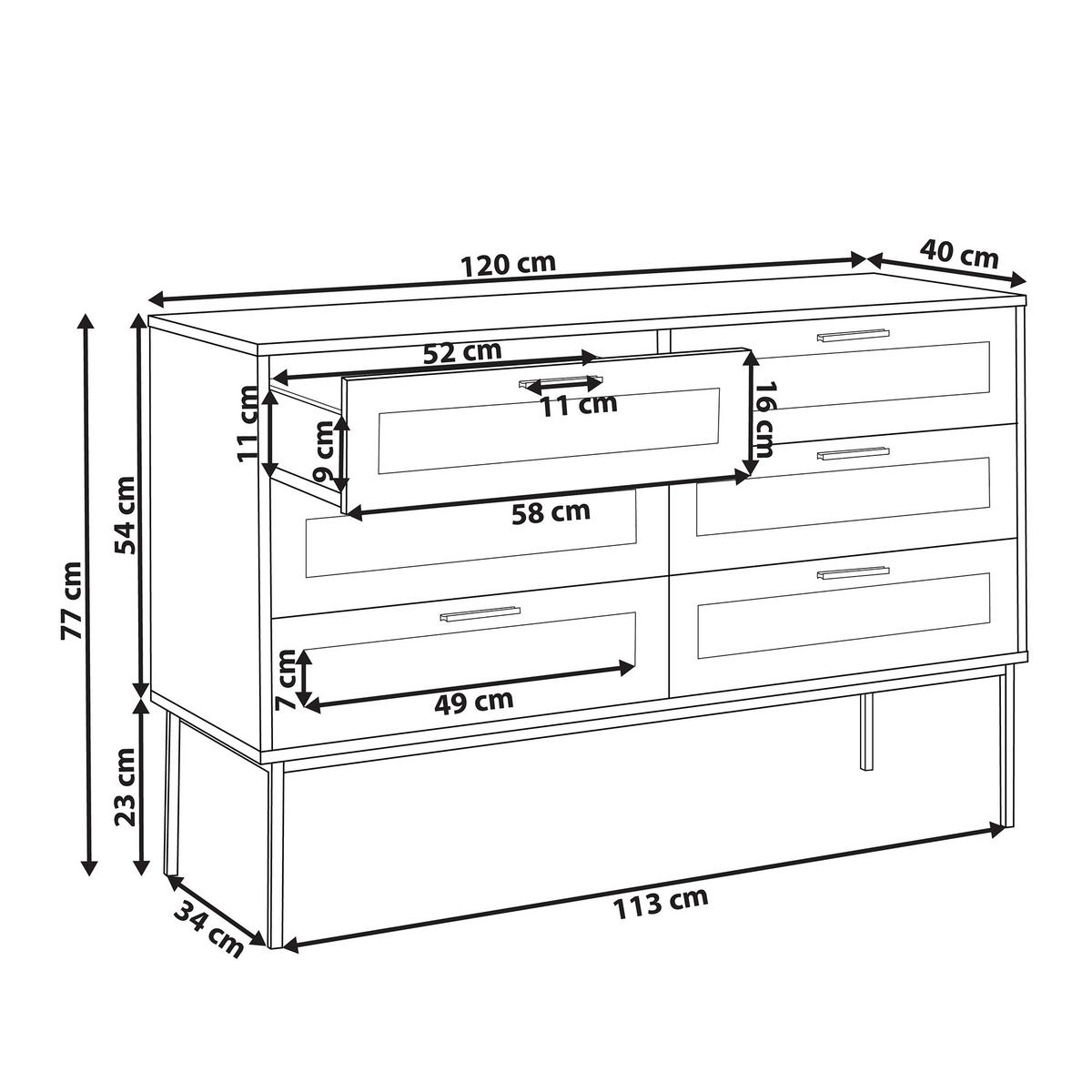 KOMMODE mit 6 Schubladen Hellbraun Pasco - Braun, Holzwerkstoff (120/77/40cm) - Beliani
