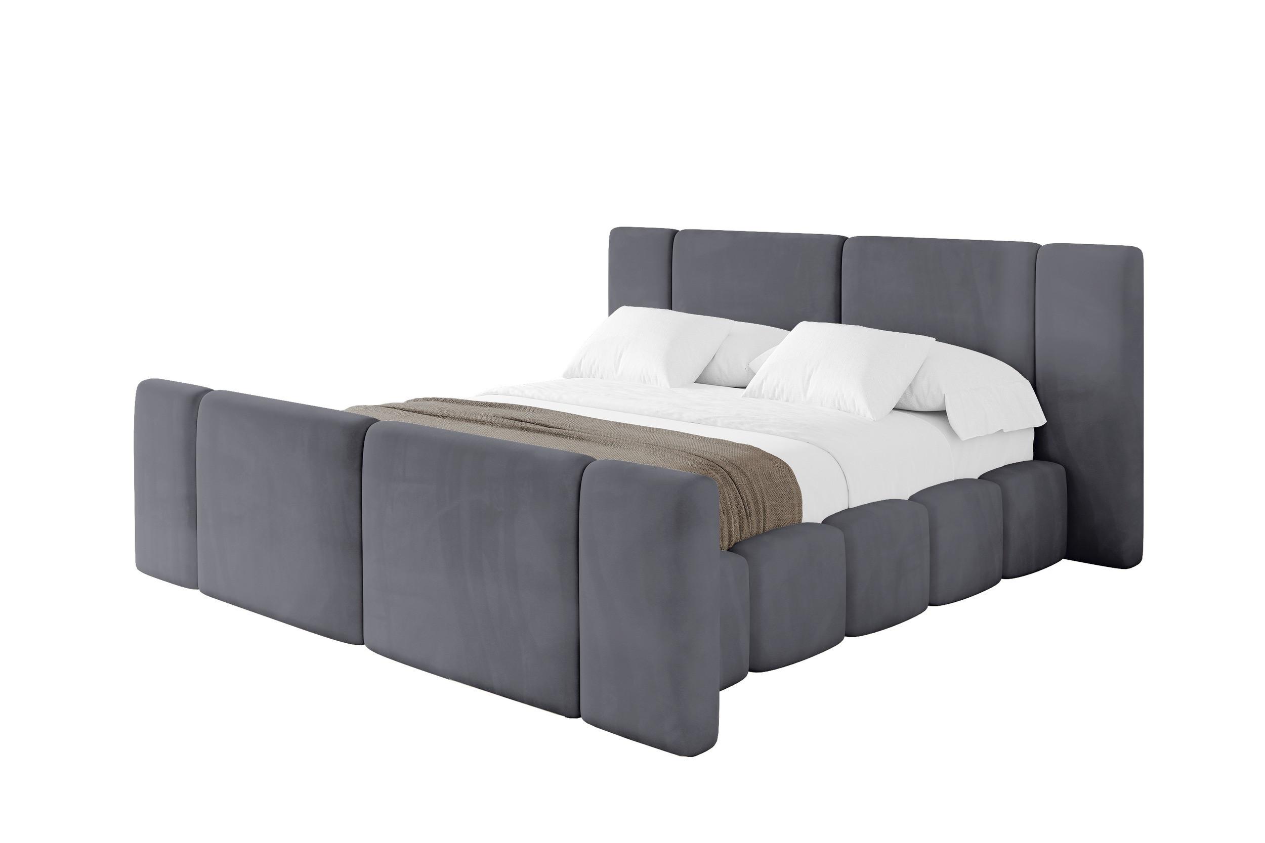 POLSTERBETT mit Bettkasten, Fußteil und Lattenrost, Bett mit Matratze H3/H4 - NILO-Z 120x200 Dunkelgrau - Dunkelgrau, Holzwerkstoff/Textil (120/200cm) - ALTDECOR