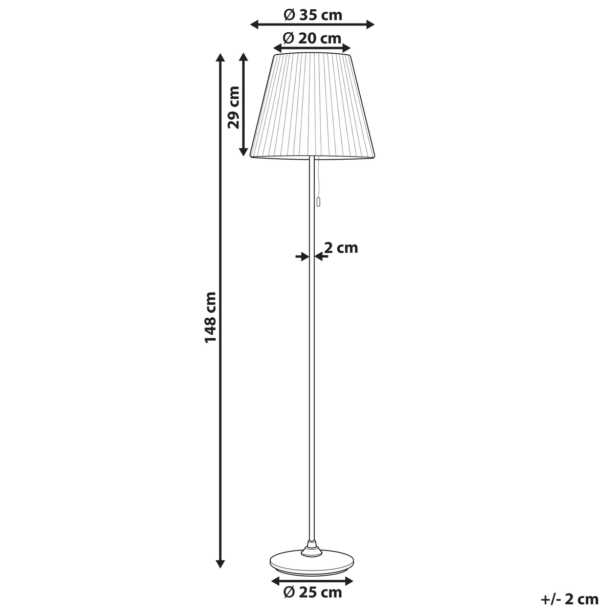 STEHLAMPE Torysa 35/35/148 cm - Messingfarben, Metall (35/35/148cm) - Beliani