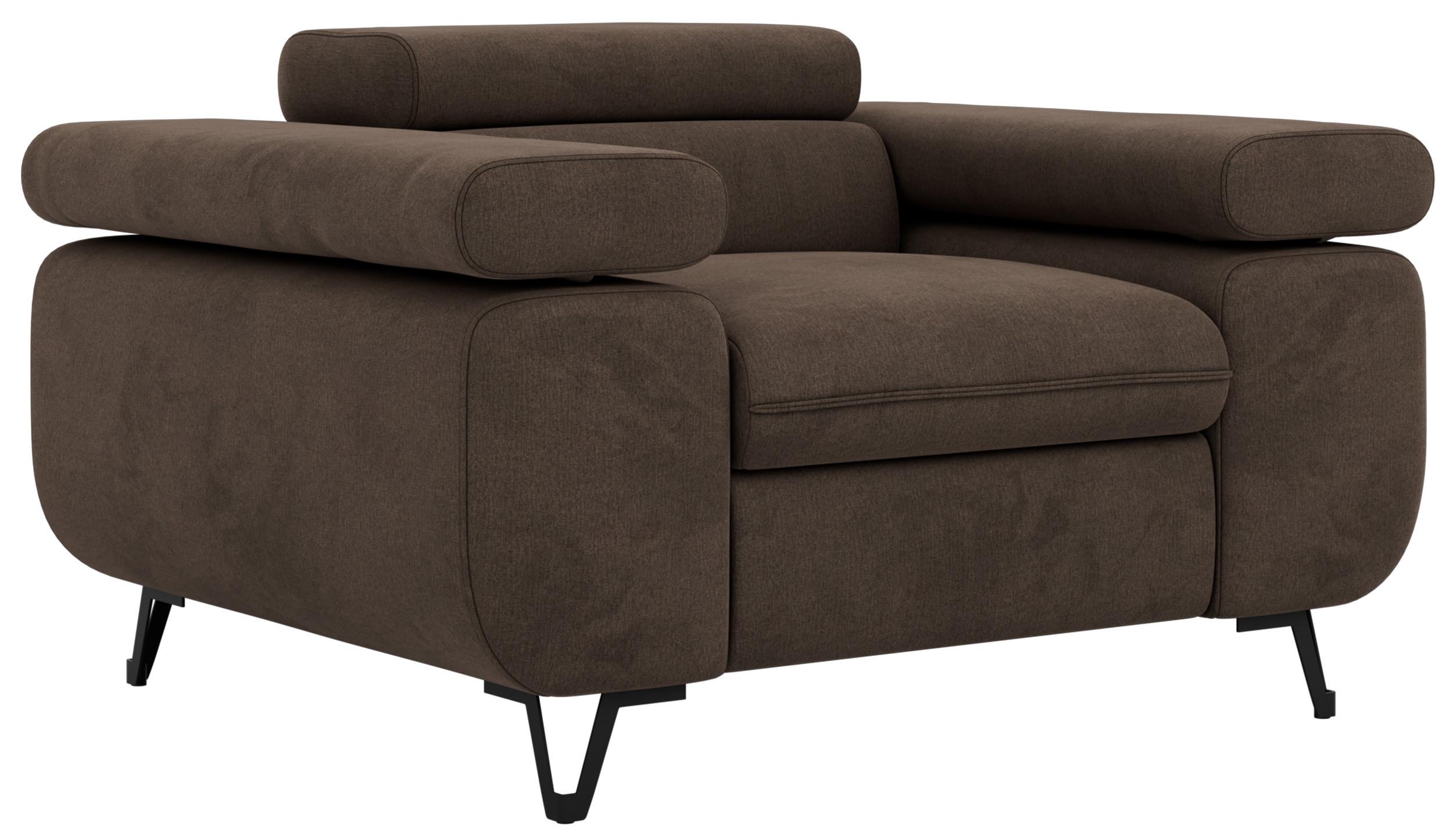 SESSEL PETER 1 - Braun Velvet - Schwarz/Braun, Textil/Metall (126/76/99cm) - MKS