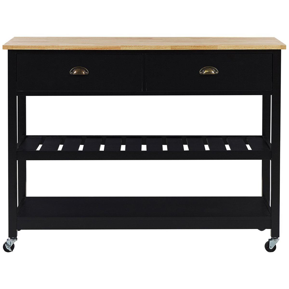 SERVIERWAGEN Holz Schwarz Navarino - Schwarz/Braun, Holz/Holzwerkstoff (120/91/48cm) - Beliani