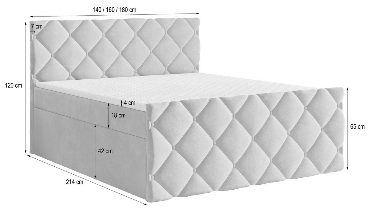 BOXBETT ROVARI 140x200 cm mit Matratze und Topper - Grau - Grau, Holz (140/200cm) - MASSENO