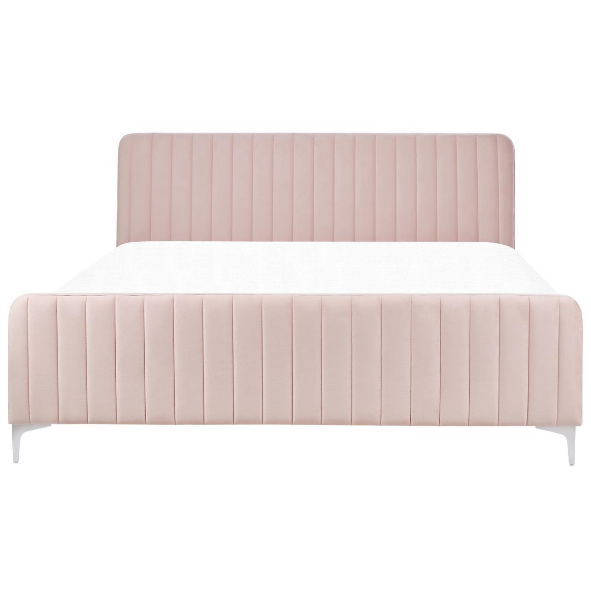 POLSTERBETT 180/200cm Pastellrosa Lunan - Pink, Textil (180/200cm) - Beliani