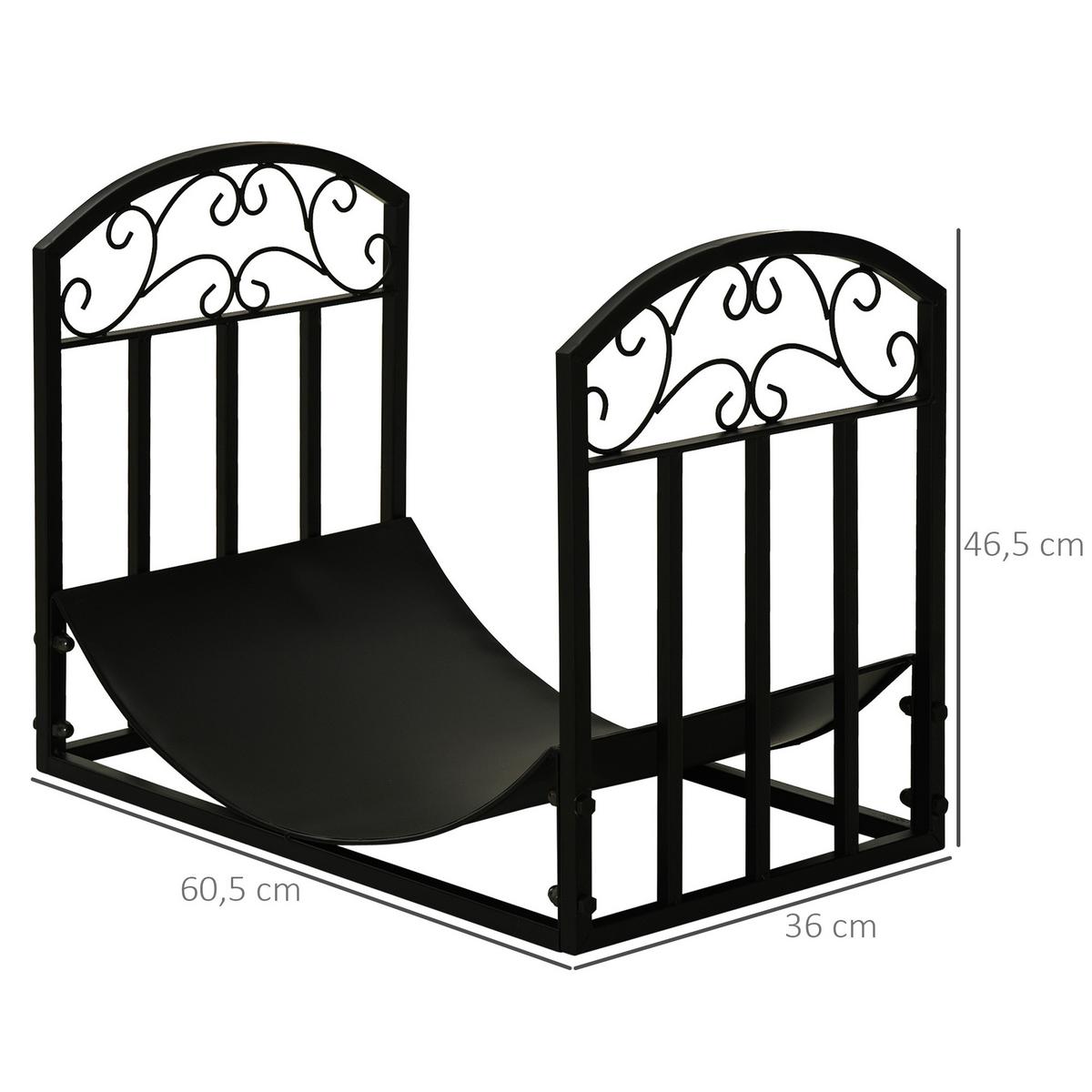 KAMINHOLZSTÄNDER, Metall, Schwarz - Schwarz, Metall (36/46.5/60.5cm) - Outsunny