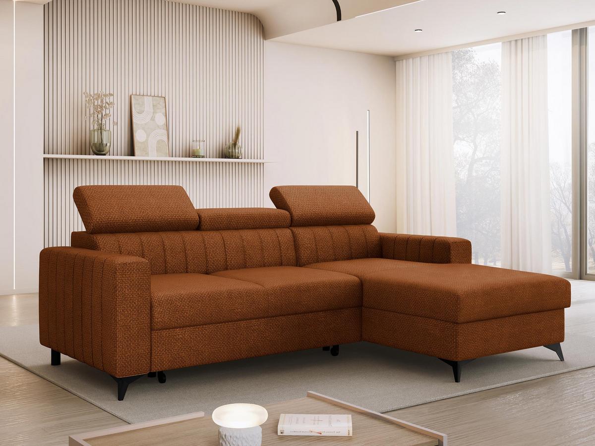 ECKSOFA Milano, Seite: Rechts 2R+LC - Schwarz/Bronzefarben, Holz/Textil (236/172cm) - MIRJAN24