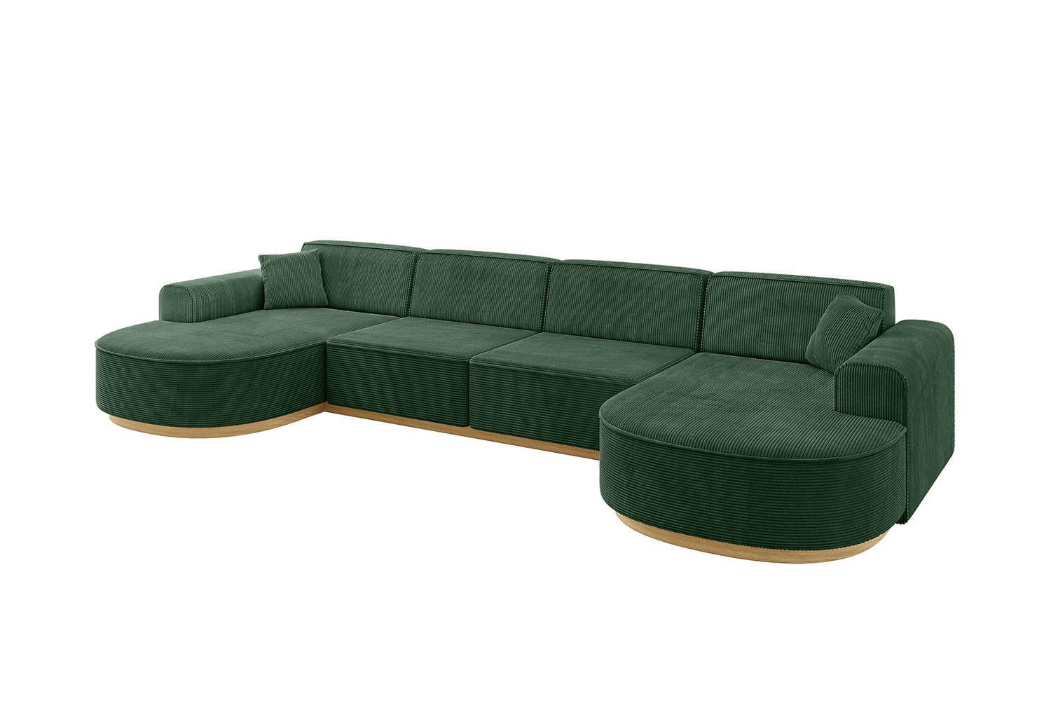 WOHNLANDSCHAFT MARI-U2-v2 - 388x171x83 cm Grün Cord - Grün, Holzwerkstoff/Textil (388/83/171cm) - ALTDECOR