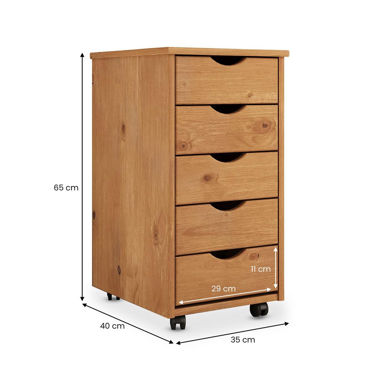 ROLLCONTAINER LAGOS Eiche - Eichefarben, Holz (35/65/40cm) - IDIMEX