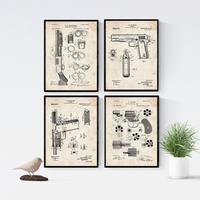 POSTER Set mit 4 Vintage Waffen Patent Größe A4 Rahmenlos - Klar, Papier (21/1cm) - Nacnic