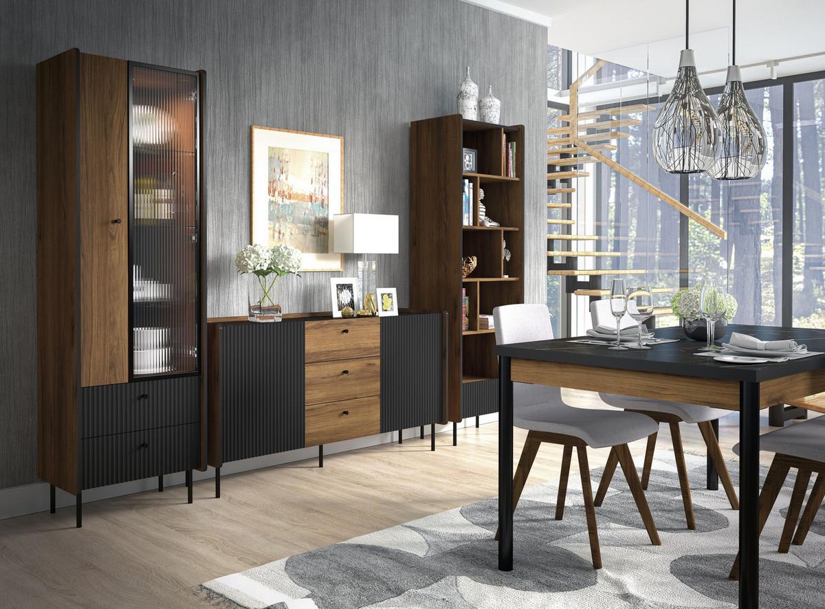 ESSTISCH KREON Ausziehbar 160 - 240 / 90 x 77 cm - Schwarz/Braun, Holz (160/90/77cm) - MASSENO