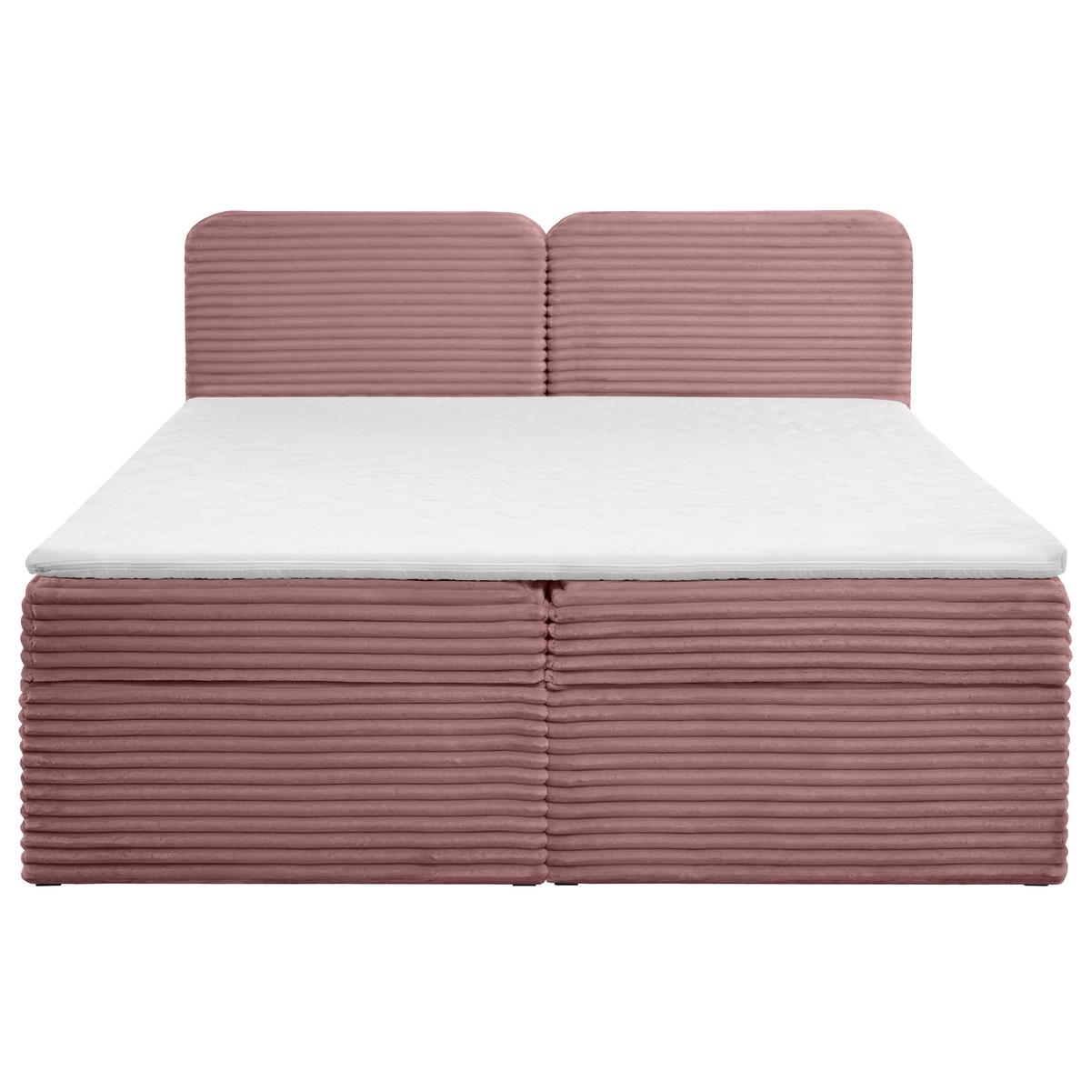 KONTINENTALBETT Lars 160x200 cm mit Topper, Bonnelmatratze, Cord-Stoff, Rosa - Rosa, Textil (160/200cm) - Beautysofa