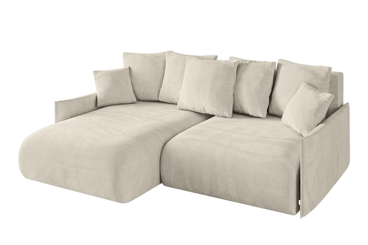 ECKSOFA Ottomane links ONESK-L-v1 216x177x72 Ecru Velours - Ecru, Holzwerkstoff/Kunststoff (216/177cm) - ALTDECOR