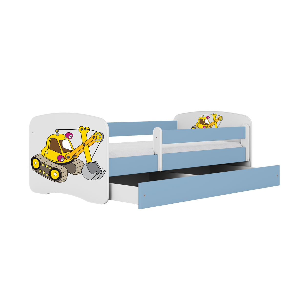 KINDERBETT Bagger mit Schublade 180/80 90/61/184 - Blau, Holzwerkstoff (80/180cm) - RAUMHIRSCH FURNITURE