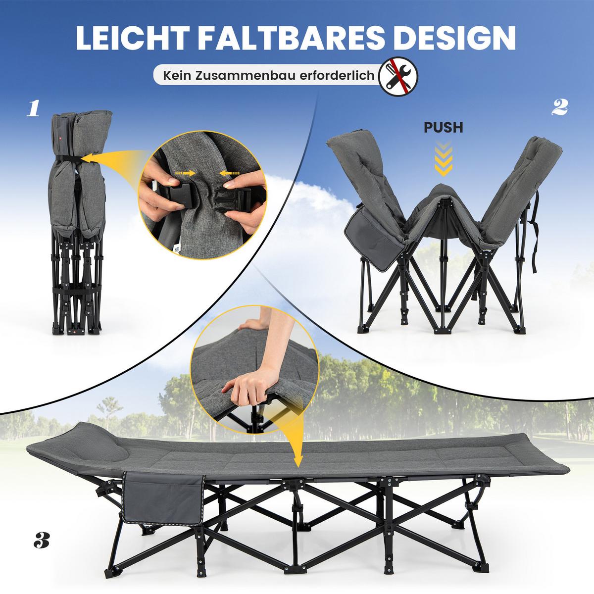 CAMPINGLIEGE Klappbare Grau - Grau, Metall - COSTWAY