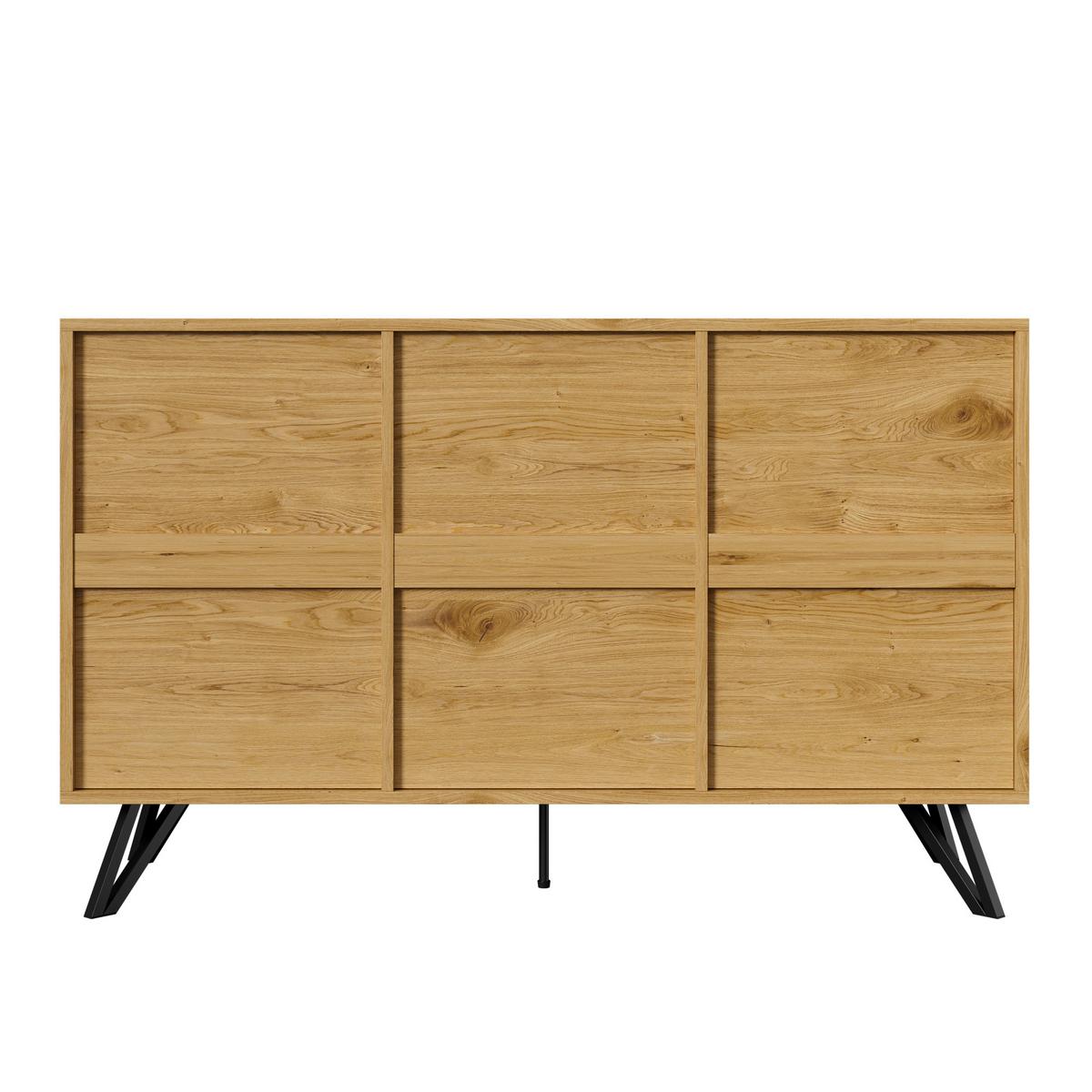 SIDEBOARD Eiche Nachbildung mit 4 Türen und Stabilem Gestell - Eichefarben, Holzwerkstoff/Metall (140/76/40cm) - Urban Meuble