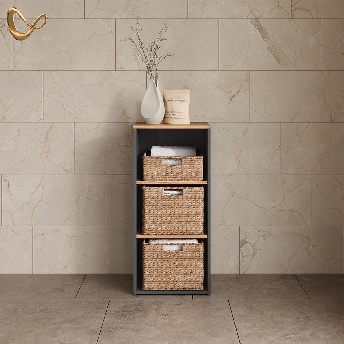 WASCHMASCHINENSCHRANK Paolina Anthrazit/Goldkraft Eiche 40.2 x 88.2 cm - Honigeiche/Anthrazit, Holzwerkstoff (40.2/88.2/40.5cm) - Livinity®