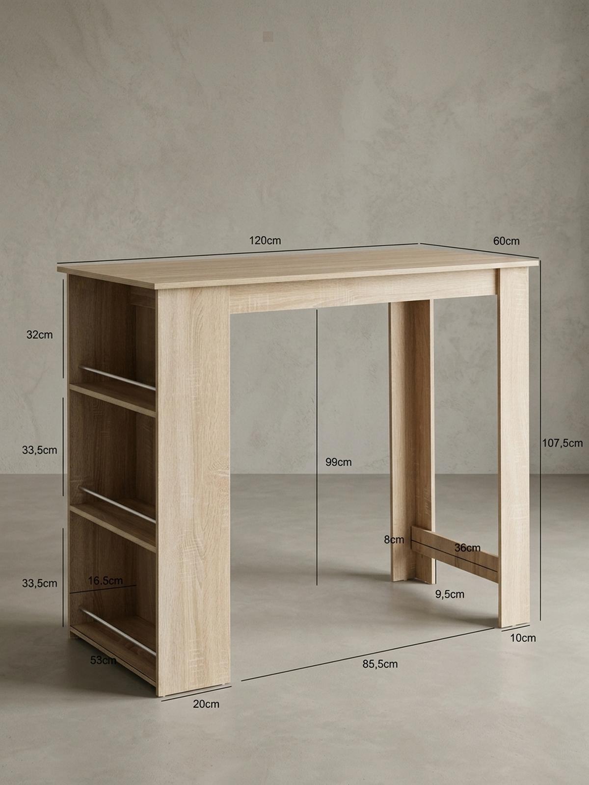 KÜCHENTRESEN GANDER Edelstahl 3 Fächer Ablage, Beige 120x60x107 cm - Beige, Holz/Metall (60/120/107cm) - KADIMA DESIGN