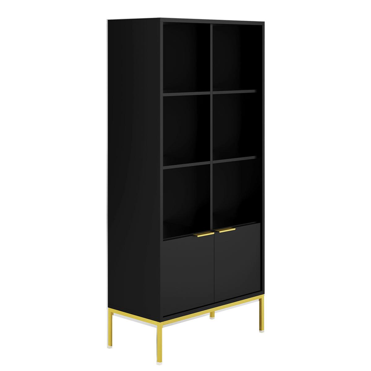 BÜCHERREGAL Seattle Schwarz - Goldfarben/Schwarz, Holzwerkstoff (80/171.3/40cm) - Petits-meubles