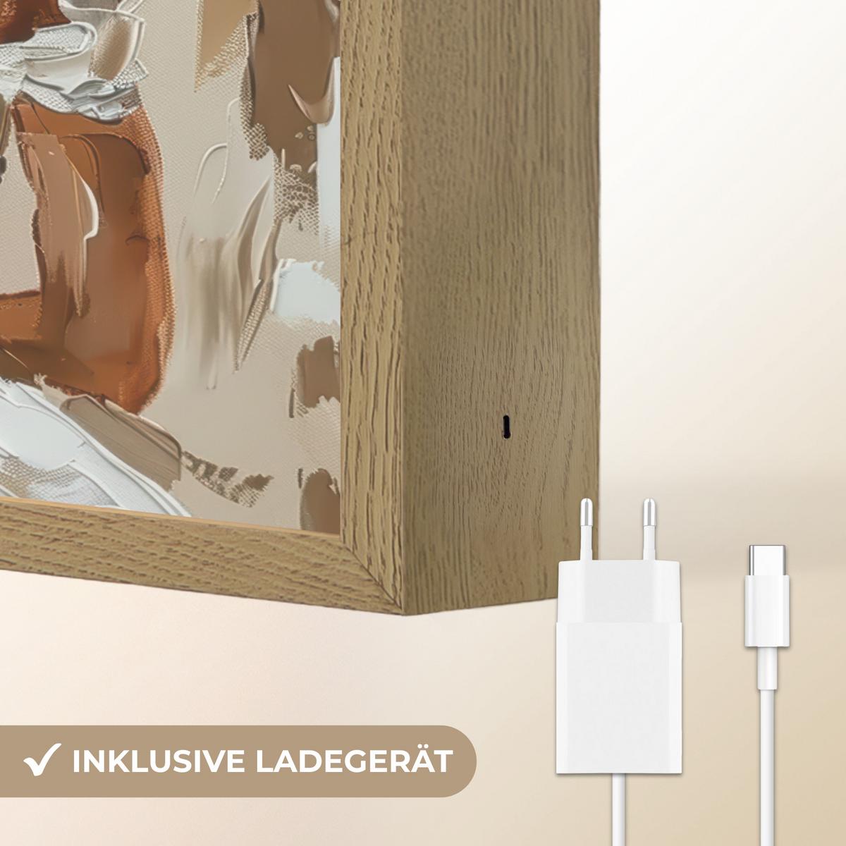 WANDLEUCHTE MIT AKKU Frau - Farbe - Abstrakt - Beige - Modern 30x40 cm - Hellbraun, Holzwerkstoff (30/40/8cm) - OnlyWow