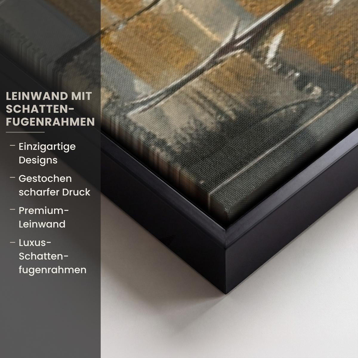 LEINWAND Bilder mit Rahmen - Baum - Graffiti - Banksy-Stil - Ballon-Mädchen - 140x90 - Blaugrau, Textil (140/90cm) - MuchoWow