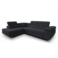 ECKSOFA L Form Konak Schwarz 276/201/90 cm Links mit Schlaffunktion - Silberfarben/Schwarz, Textil/Metall (203/276cm) - AX Living